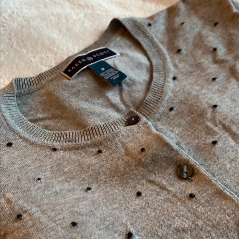 Karen Scott light grey dotted cardigan